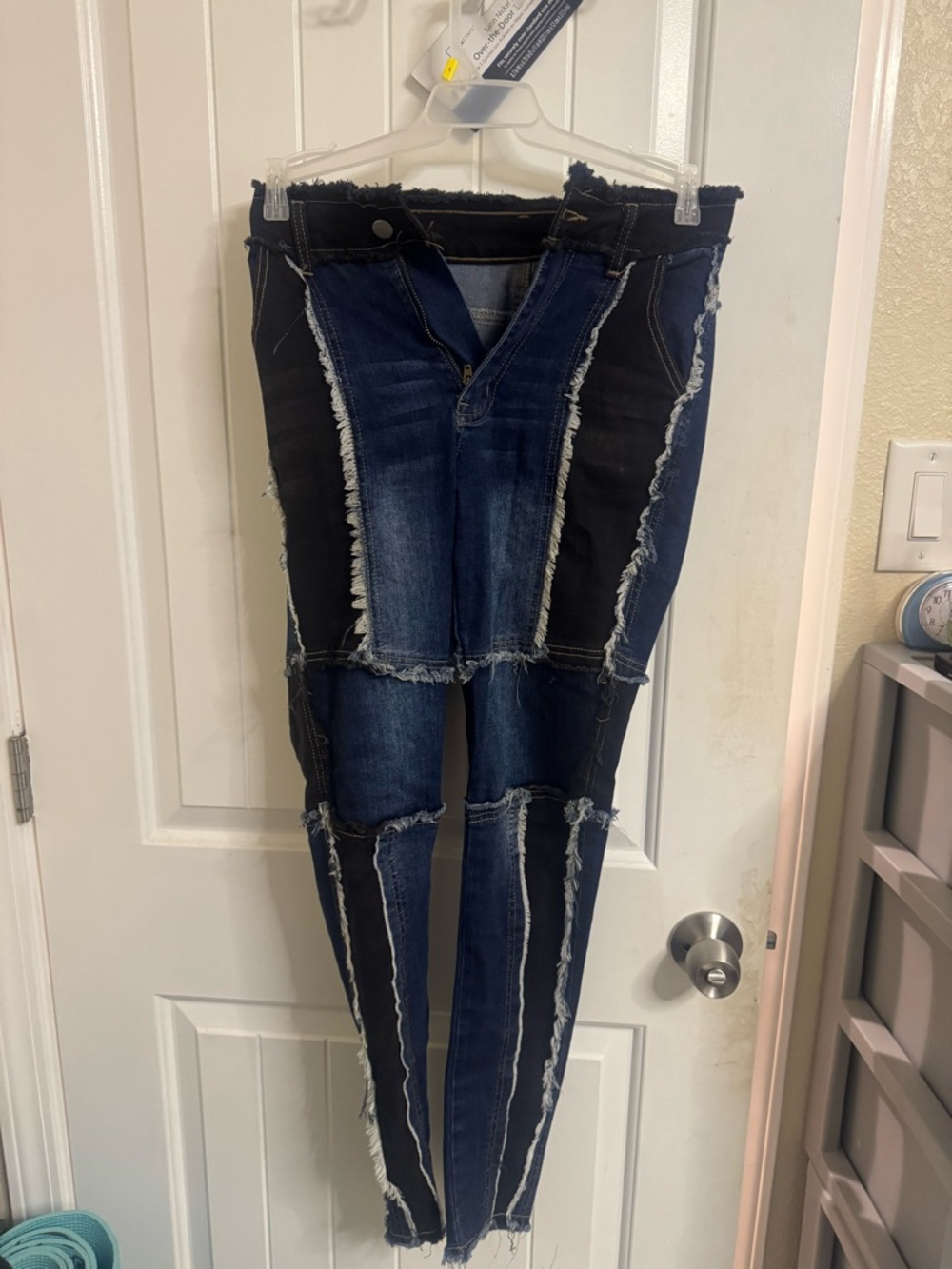 Women’s Patchwork Skinny Jeans - Dark Blue